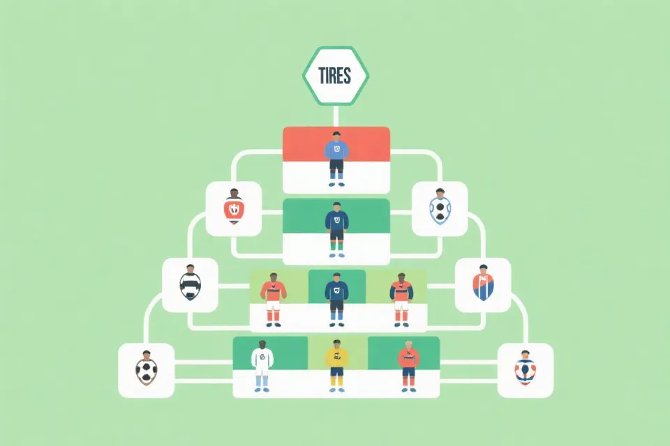 球队分层到晋级路线与决赛对阵的示意图